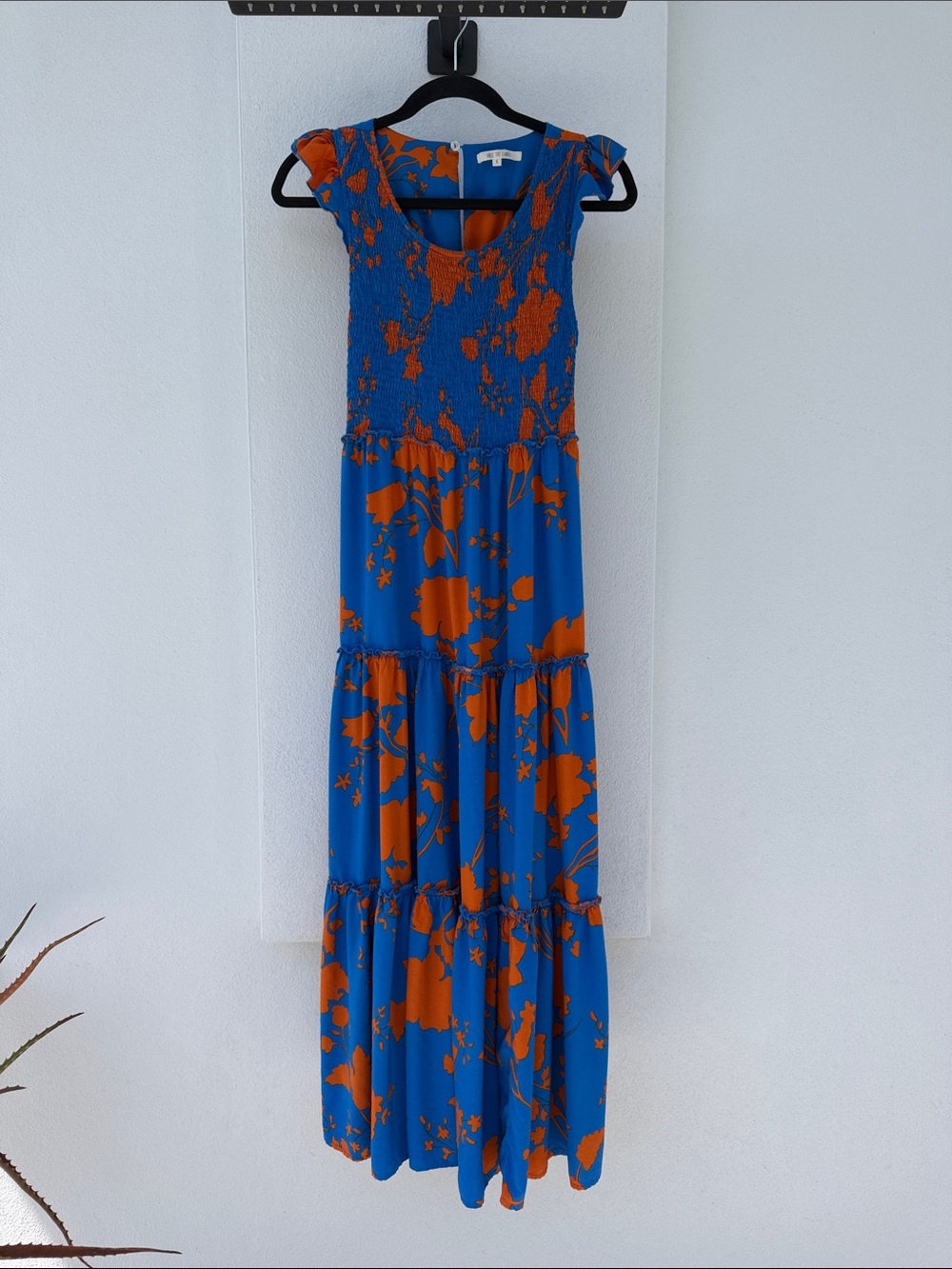 ANTHROPOLOGIE | Abel the Label Blue and Orange Floral Maxi Dress w/ Smocking